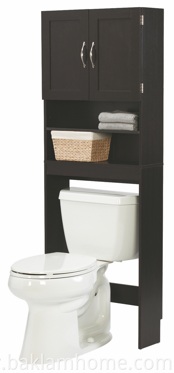 Wooden Standing Tall Black Bathroom Cabinet